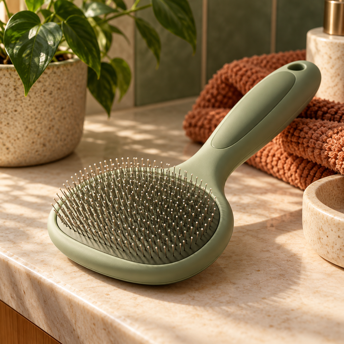 AI-generated illustrative concept: Gentle Grooming Brush